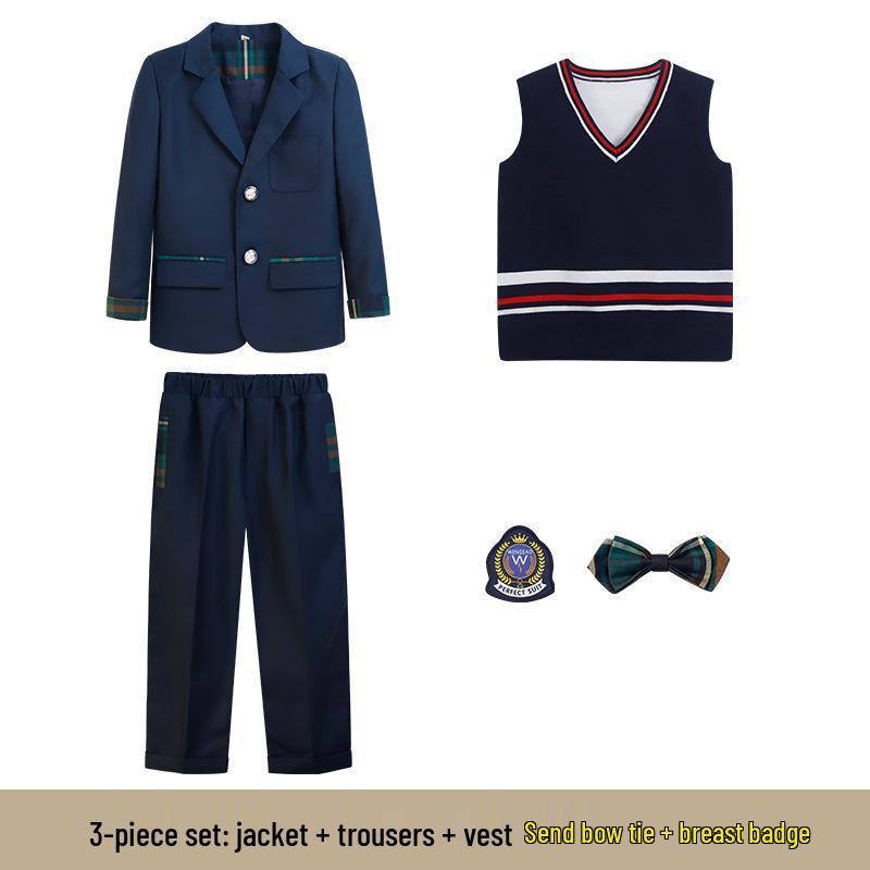 British Style Formal Plaid School Uniform Set for Girls