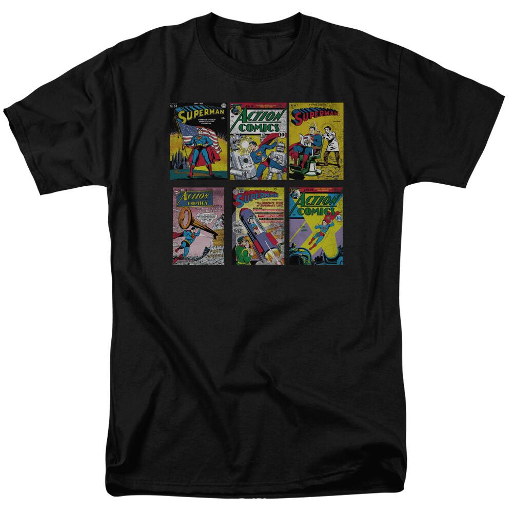 26 Superman SM Comic Covers T Shirt Licensed Comic Book Movie Tee Black Unisex T-Shirt L