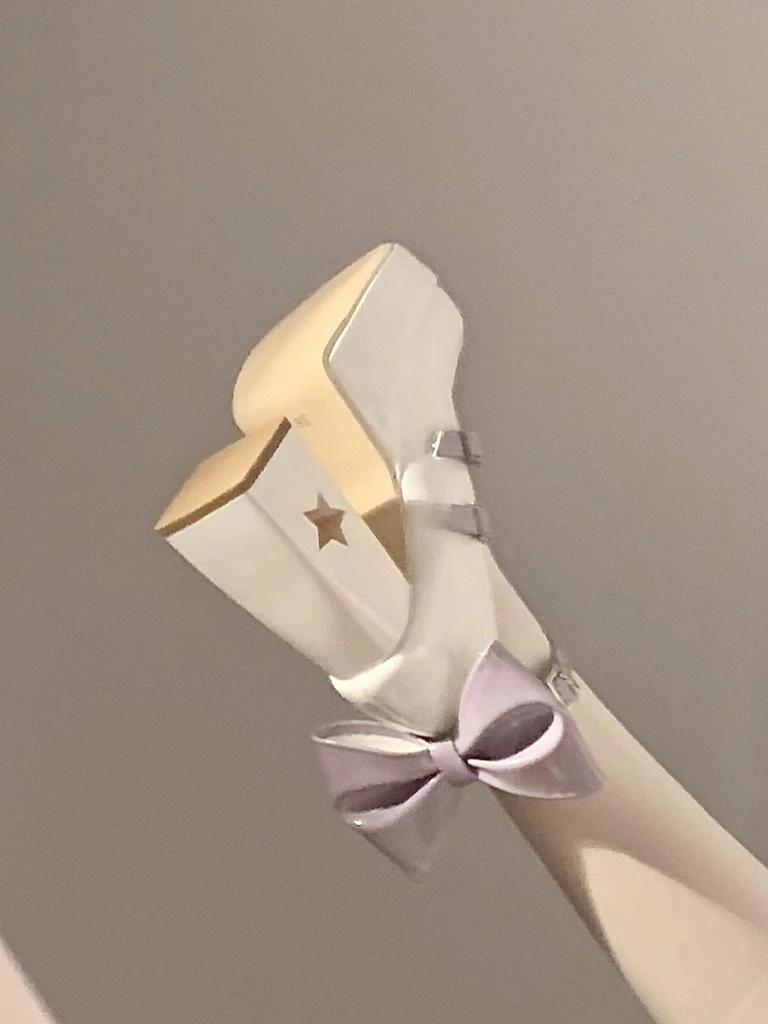 Fashion Heels Women Pumps Platform High Heels Ankle Strappy Butterfly-knot Casual Office Shoes Block Mary Jane Shoes White Zaptos Mujer