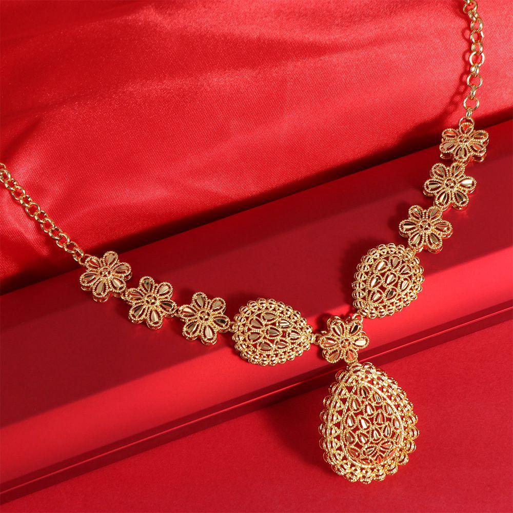 Gifts Gold Color Necklace Earring Set Plated African Bridal Jewelry Sets Dubai Jewelry Sets  Women