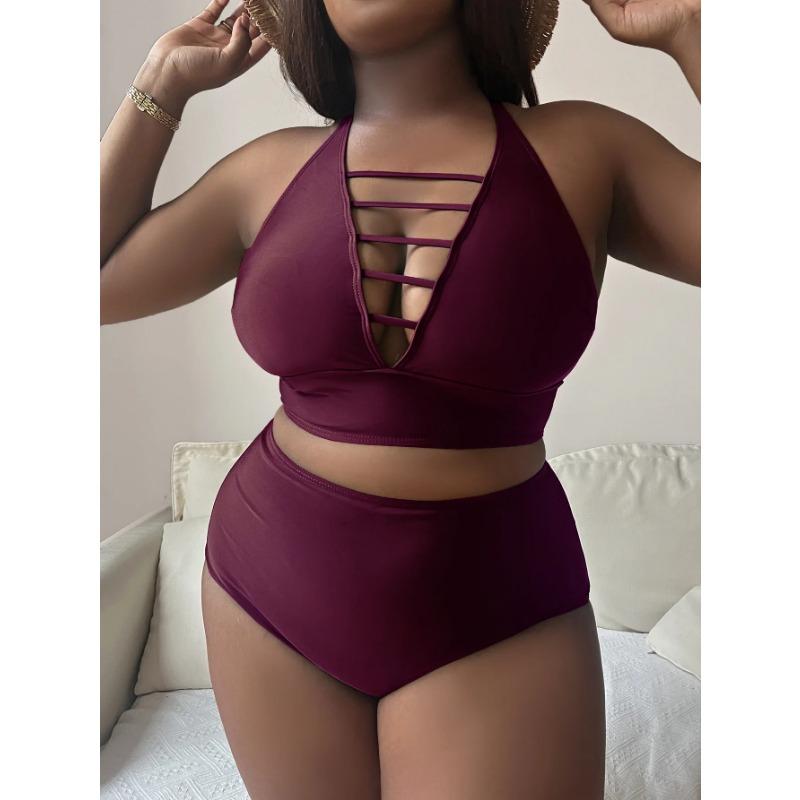 Large Size 4XL Women Textured Swimsuit High Waist Bikini Set Push Up Swimwear Backless Beachwear Brazilian Bathing Suits Biquini