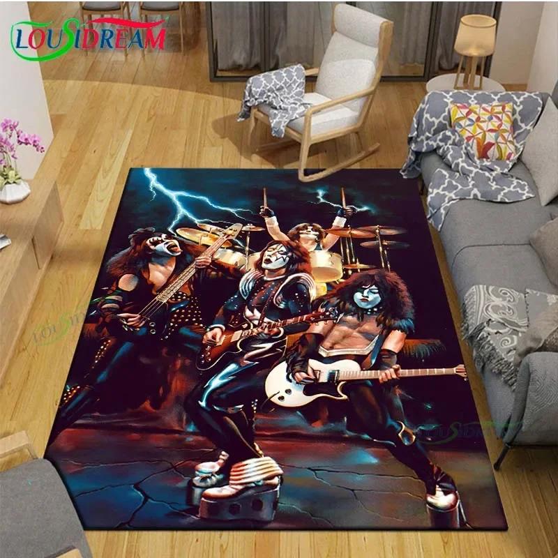 Berühmte Musik Heavy Metal Band KK-Kiss Bedruckte Teppiche Wohnzimmer Anti-Rutsch-Bereichsteppich Kinderzimmer Matten Yogamatte Großer Teppich