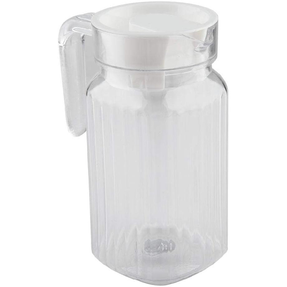 Fdit Acrylic Transparent Juice Bottle Striped Water Ice Cold Juice Jug with Lid Great for Homemade Juice & Cold Tea or for Milk Bottles Reusable