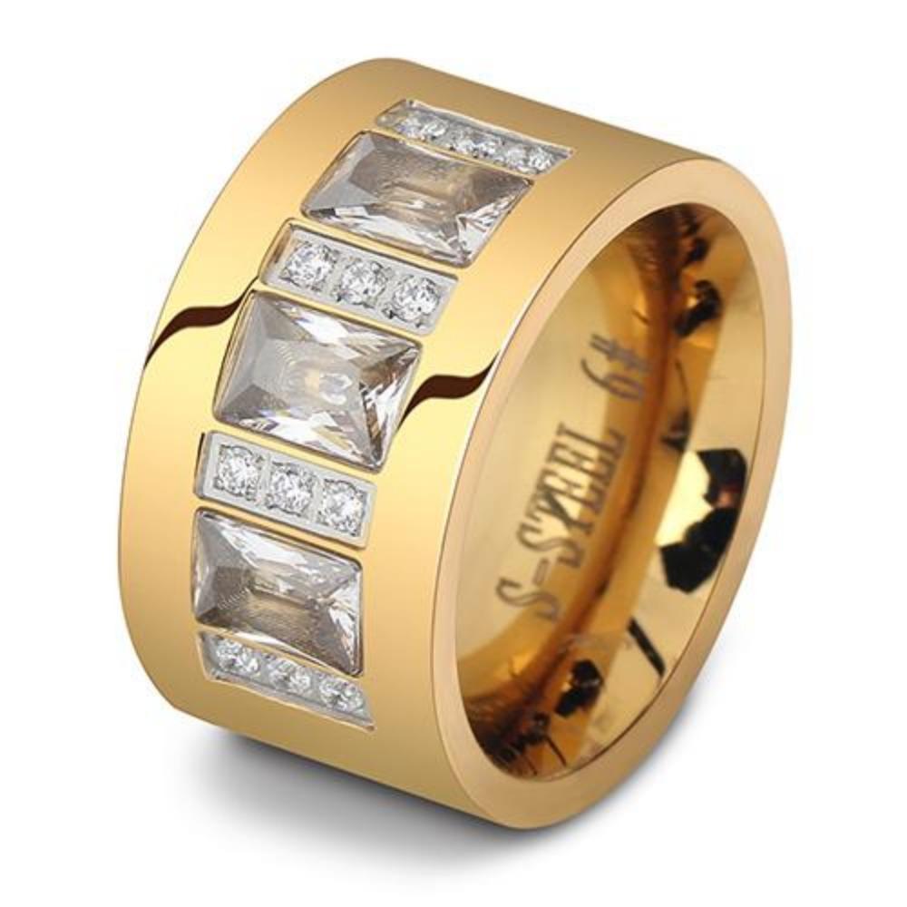 

Модные женские хрустальные кольца из желтого золота, обручальные кольца из нержавеющей стали для женщин, ювелирные изделия для вечеринок, ювелирные изделия NIBA 8