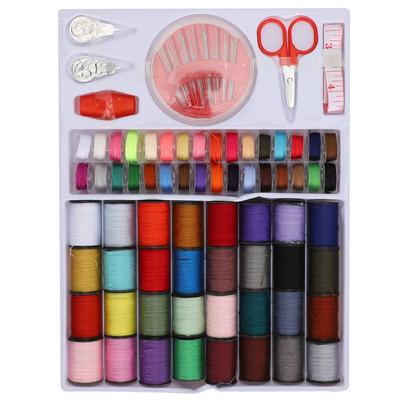 64 Rotoli Scatola da Cucito Portatile Bobine di Filo Forbici Aghi Set di Accessori per Cucito a Mano