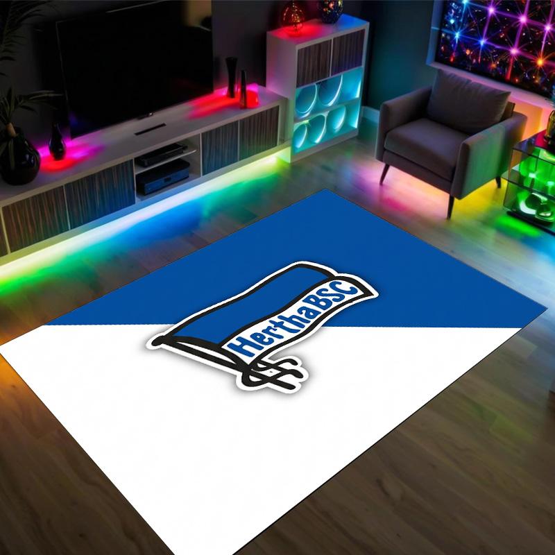Hertha Bsc FC Design Crystal Velvet Carpet Cozy Non?Slip Printed Rug For Bedroom Living Room Entrance