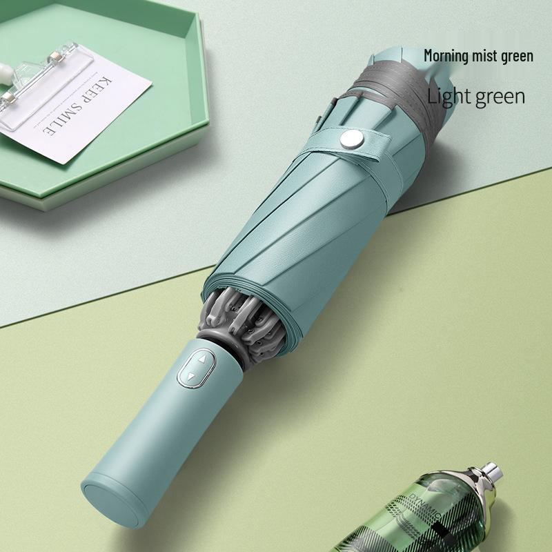 Automatic Reverse Anti-Rebound Umbrella with Reflective Strip, Sun and Rain Protection, Windproof 10-Rib Design