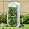 4 Tier Mini Portable Greenhouse Compact Plant Grow Shed Metal Frame PE Cover with Lockable Rolling Wheels, White