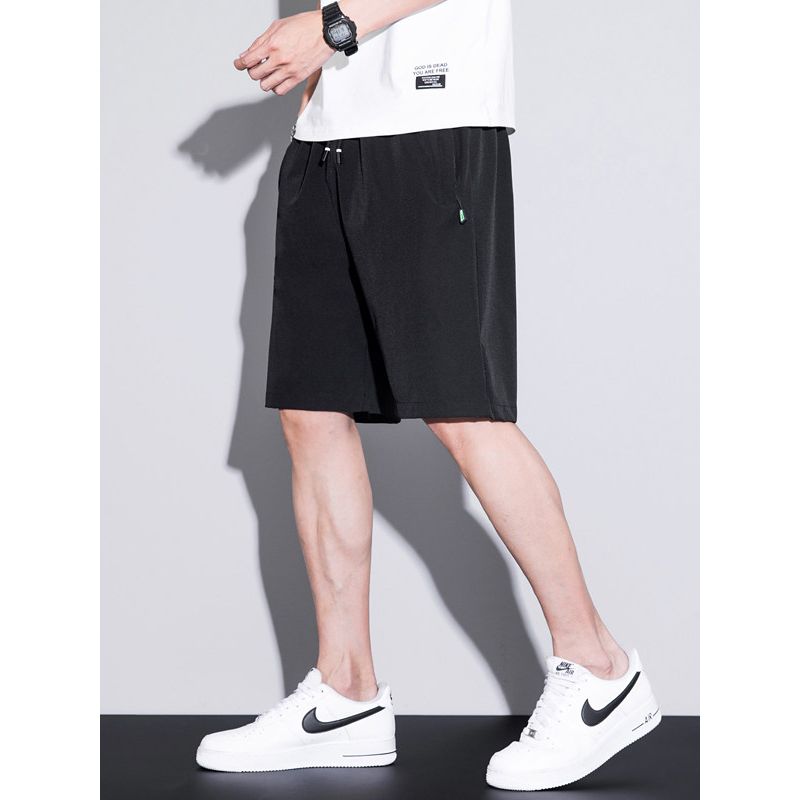 Fashionable Casual Quick-Dry Shorts for Men, Summer Elastic Waist Drawstring Trendy Versatile Sports Shorts