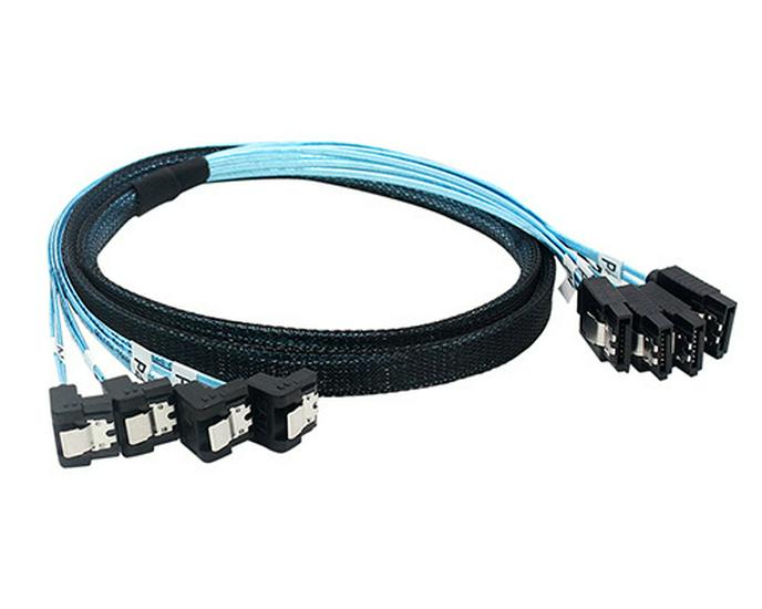 

6SATA to 6SATA Straight-Elbow Server Cable, SSD Data Cable for Computer Motherboard, 12G. 0.5m