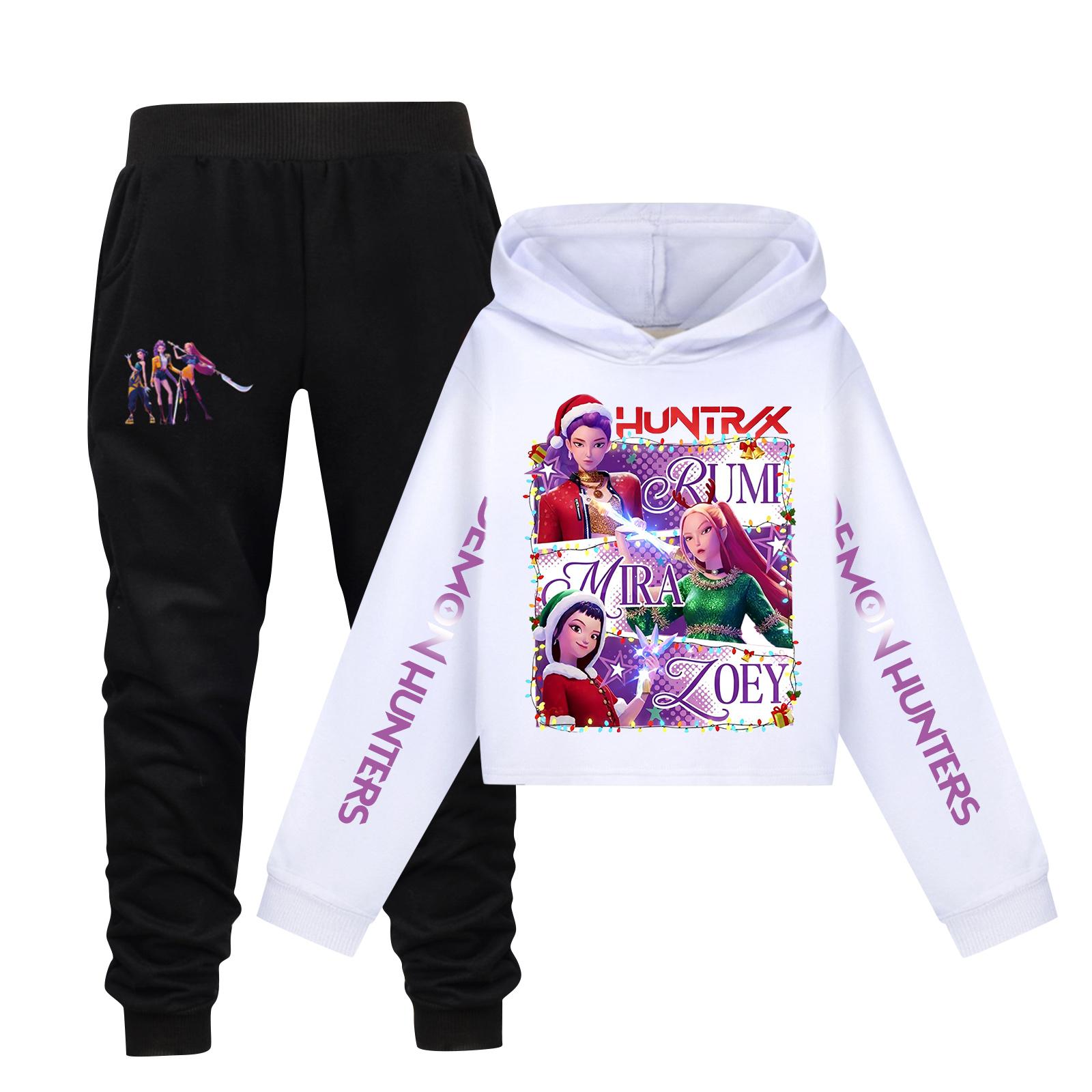 

Children s Hooded Top And Pants Two-piece Tracksuit Set Long-sleeved Printed Sweatshirt Set 170 білий