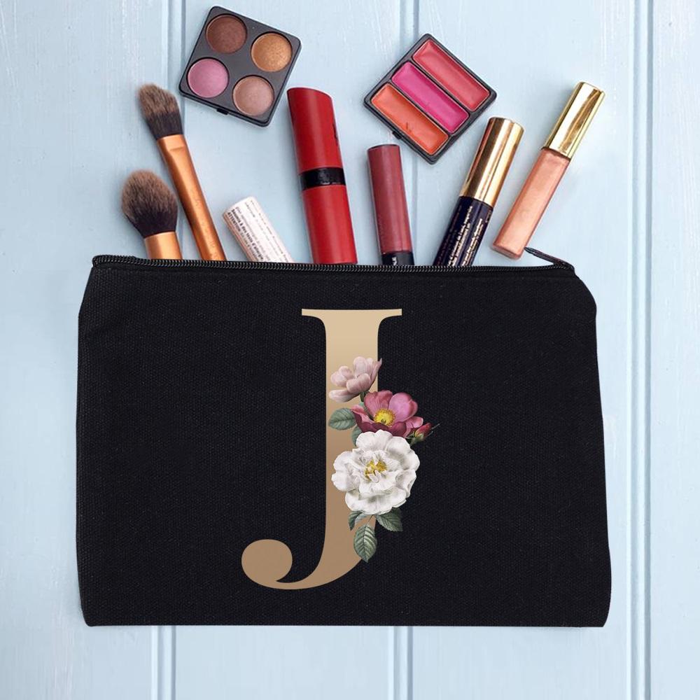 Damen Kosmetiktasche Make-up Tasche Weiblich Initialen Namensbuchstaben Muster Lippenstift Taschen Handtaschen Reißverschluss Federmäppchen für das Büro