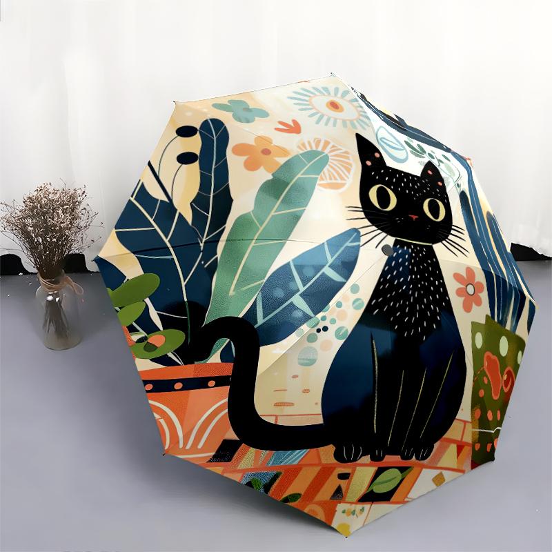 1 PC Automatic Folding Umbrella - Beautiful cat Pattern, Portable & Foldable Design with 8 Ribs, Christmas Birthday Gifts