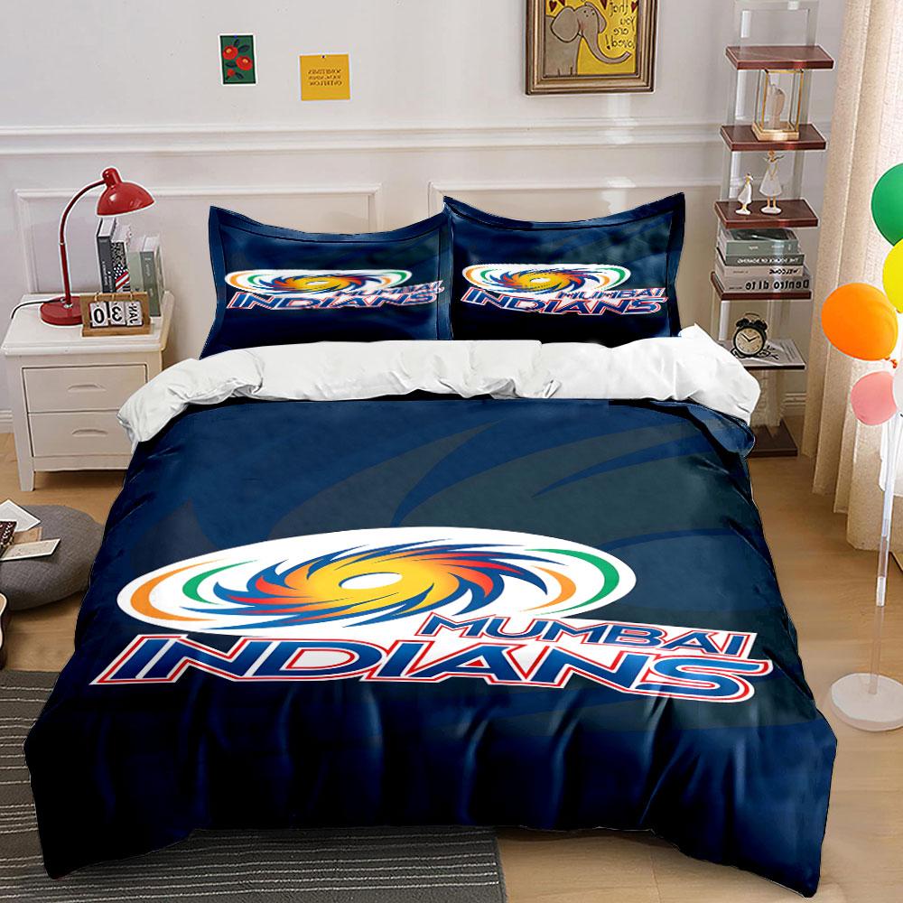 Mumbai Indians Logo Design Print Bedding Set Duvet Cover Pillowcases (1* Duvet Cover 2* Pillowcases Do Not Include Comforter)