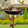 Außen Eisen Vogeltränke Retro Garten Vogelhäuschen mit abnehmbarer Schale 5-Zinken-Erdspieß Wildvogel Futterspender Vogelbad für Hinterhof Terrasse