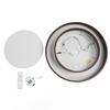 LED Ceiling Light Fixture Walnut Wood Grain Flush Mount Round Remote Control Light 3 Color