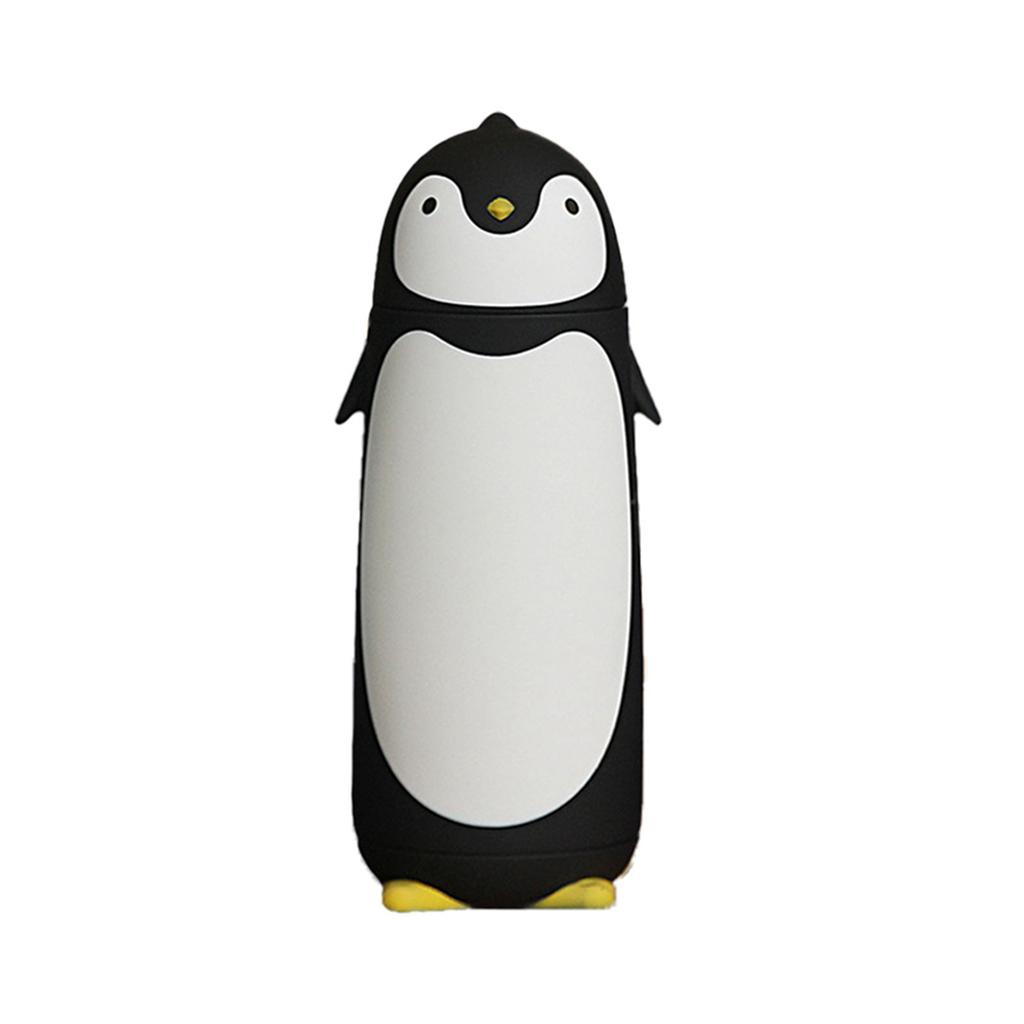 Water Bottle Penguin Design Heat Insulation 300ml Portable Water Cup for Outdoor Black