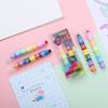 2Pcs Multicolor Highlighter 12-Color-in-1 Marker Round Broad Tip For Kid Card Making Journal Notebook Coloring Doodling