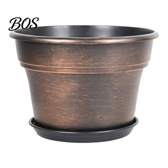 Planters for Flowers Retro Flower Pot with Saucer, Bronze Finish Plant Drainage Holes, Garden Containers Holes Breathable Thickened Plastic