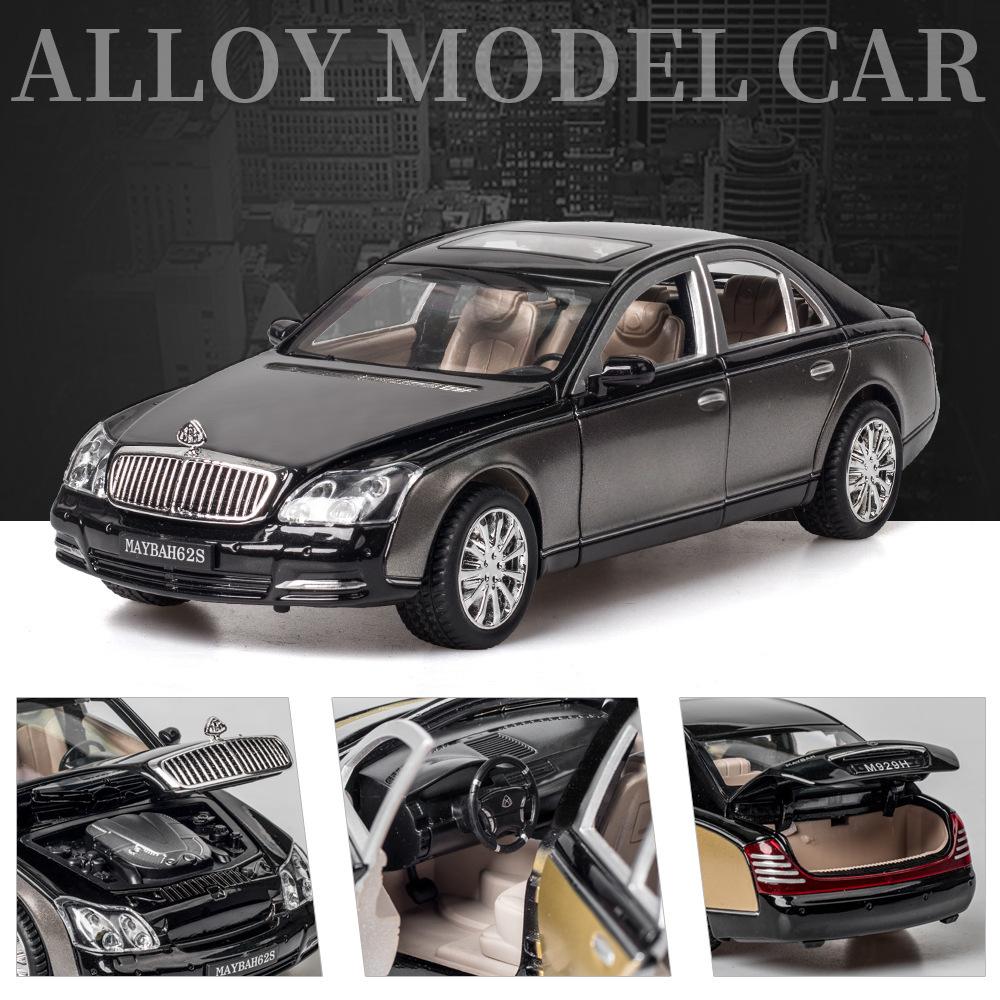 1/24 Scale Benz 62S Diecast Car Model Toy, Pull Back Toy Vehicle with Sound and Light for Kids Toddler Boys Girls Gift Collection