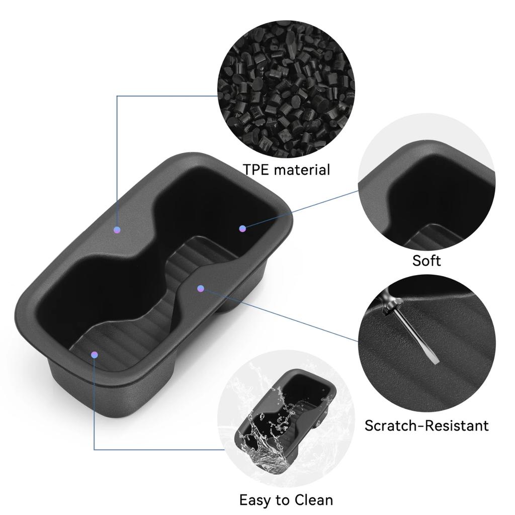for Hyundai Santa Fe 6/7 Seats 2025 2025 Second Row Door Side Cup Holder Insert Cup Box Shock-Absorbing Storage Tray TPE Tidying