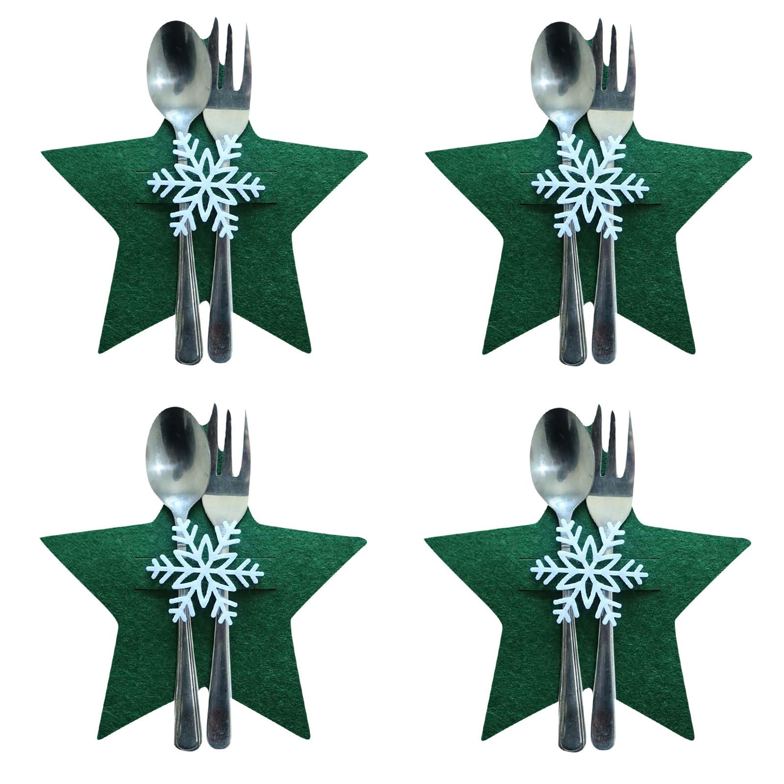 

Рождественские украшения для столовых приборов 4 шт. Рождественская сумка для столовых приборов Серебро Посуда Держатель для ножей Вилка Сумка Декор для домашнего обеденного стола One Size