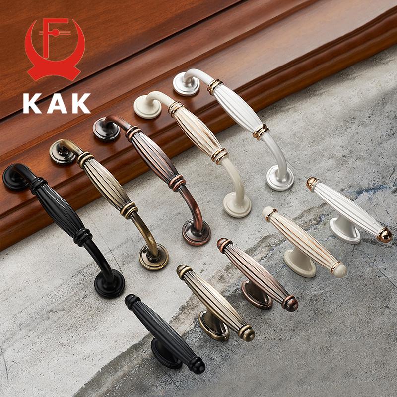 KAK European Style Solid Zinc Alloy Cabinet Handles Modern Vintage Drawer Knobs Cupboard Wardrobe Door Handles Furniture Handles