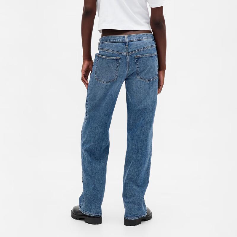 GAP Women's 2025 Fall Low-Rise Washed Relaxed Straight Jeans
