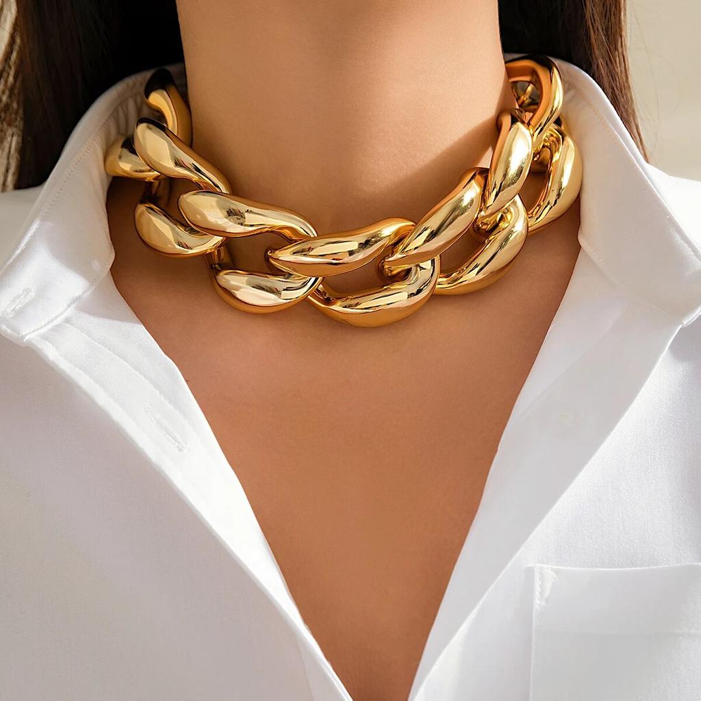 Exaggerated Acrylic CCB Big Chunky Thick Chain Necklace for Women Collar Hiphop Lock Choker Grunge Jewelry Steampunk Men 2026
