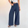 European and American women's clothing popular solid color elastic wide-leg pants