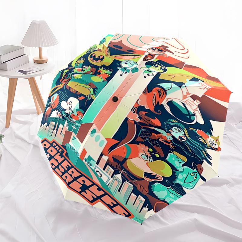 

1pc Colorful Adventure in the City of Bellwood Cartoon Umbrella, Portable 3-Fold Compact Umbrella, Suitable for Camping, Hiking and Travel, Ideal East