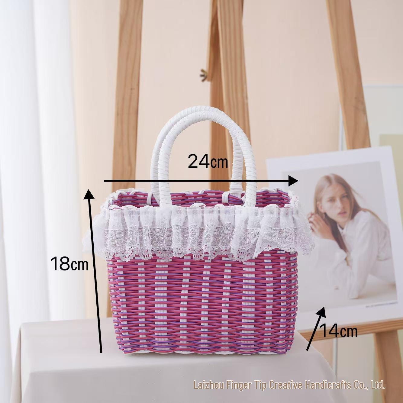 Красочная плетеная пластиковая корзина: Ручной сувенирный подарок, Имитация ротанга, Женская корзина для ванной и хранения