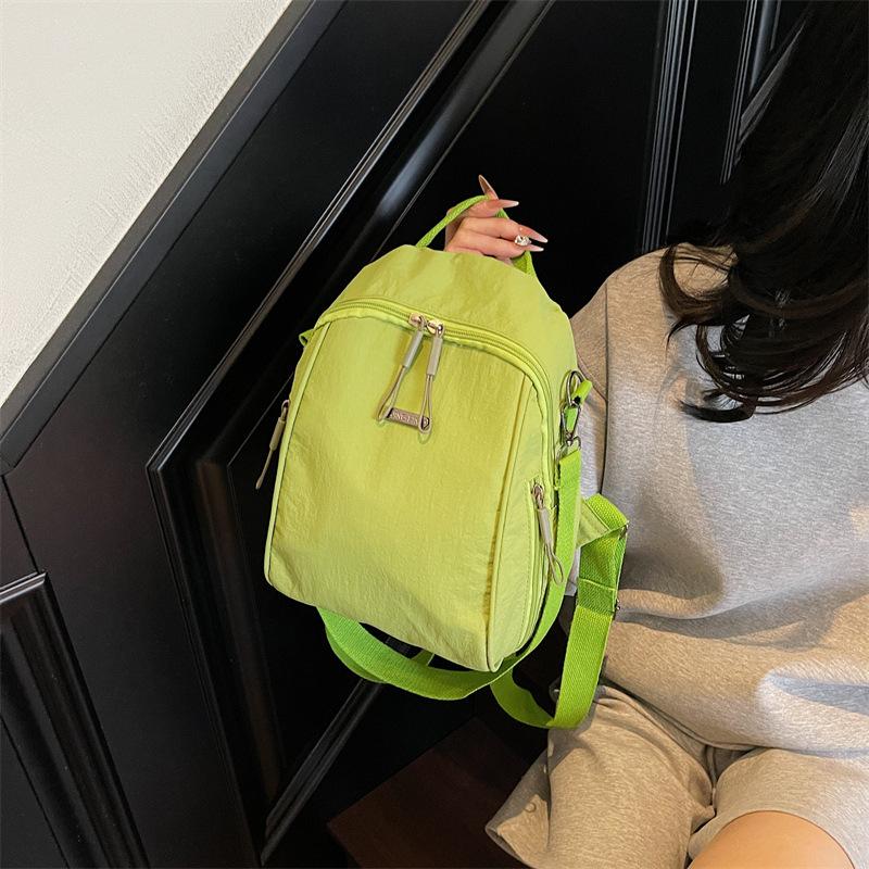Schoolbag1011 New Backpack Nylon Backpack European and American Handheld Women's Bag Solid Color Female College Student Backpack Crossbody Small Bag