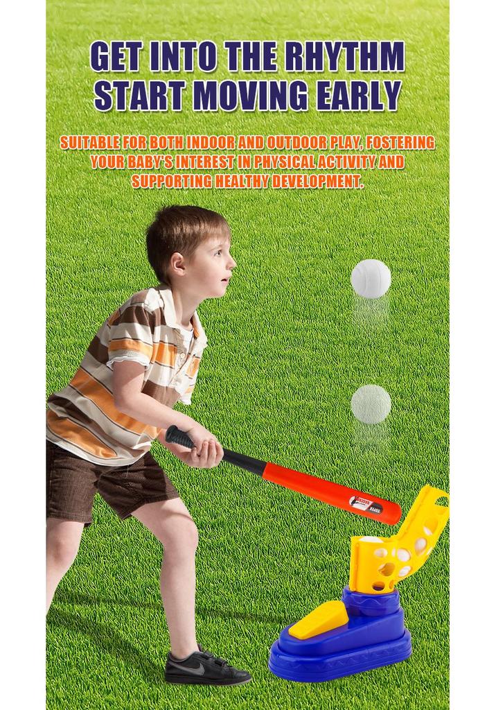 Children's Baseball Toy Set with Pedal Launcher and Telescopic Bat for Indoor/Outdoor Parent-Child Sports