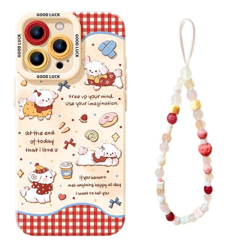 Scarf puppy apple 16promax mobile phone case 16 new silicone 14plus cute 15pro all-inclusive soft case