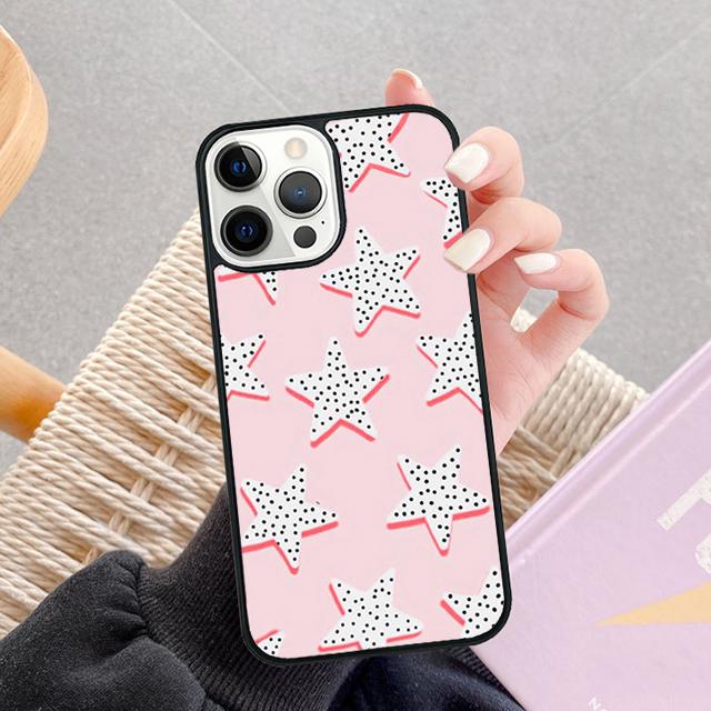 Preppy Stars Lightning Pink Celular Mobile Phone Case For iPhone 17 Air 16e 15 14 12 13 11 Pro MAX Plus Coque Fundas