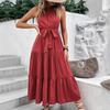 European & American Women's Summer Halter Solid Color Midi Dress (2023)