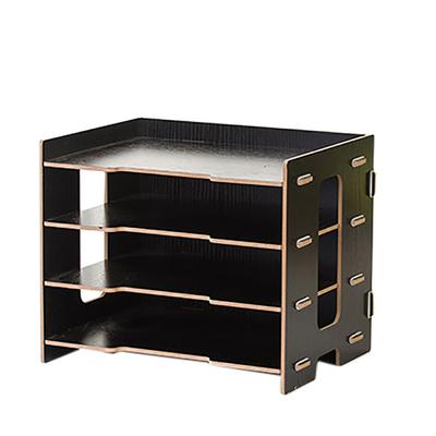 Modern Bedside Office Display Rack Magazine File Organizer Desktop Document Sorter(Black)