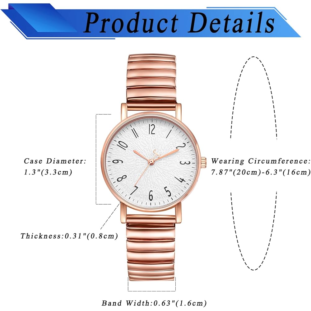 "Fashionable Women's Analog Quartz Watch Rose Gold Stainless Steel Bracelet Waterproof Free Size"
