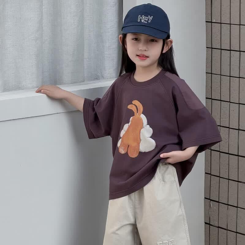 Magic Eye Kids Unisex Cotton Short Sleeve T-Shirt 130 (125-135cm) кофейный