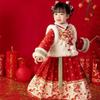 Children's Winter Tang Suit Hanfu - Festive Red New Year Outfit for Girls