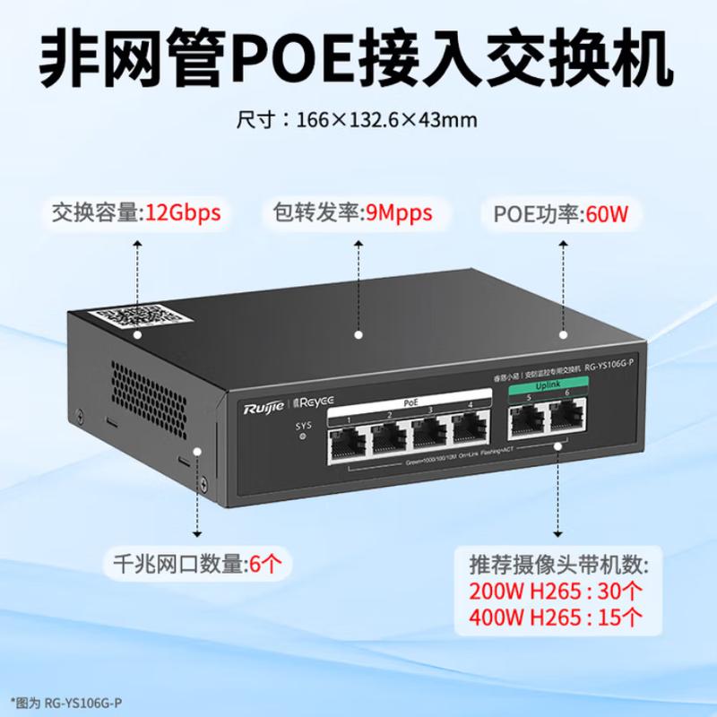 

Ruijie 6-Port Gigabit PoE Surveillance Switch