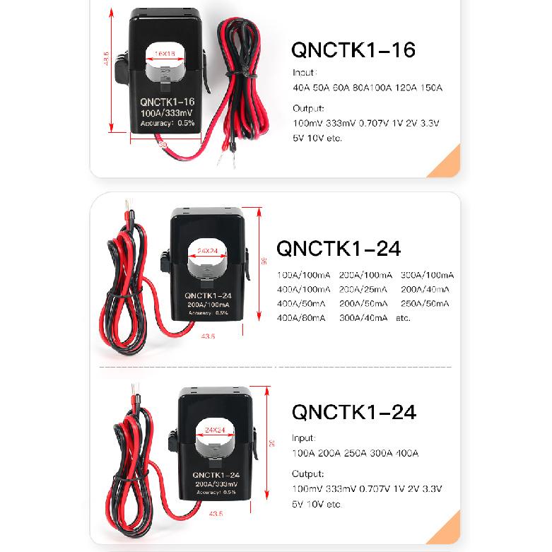 Split Core Current Transformer Open Type QNCTK1-10 30A 1V 150A 0.333V 10A 333mV 50A 100A AC Current Sensor Clamp CTReplacement Sensors2