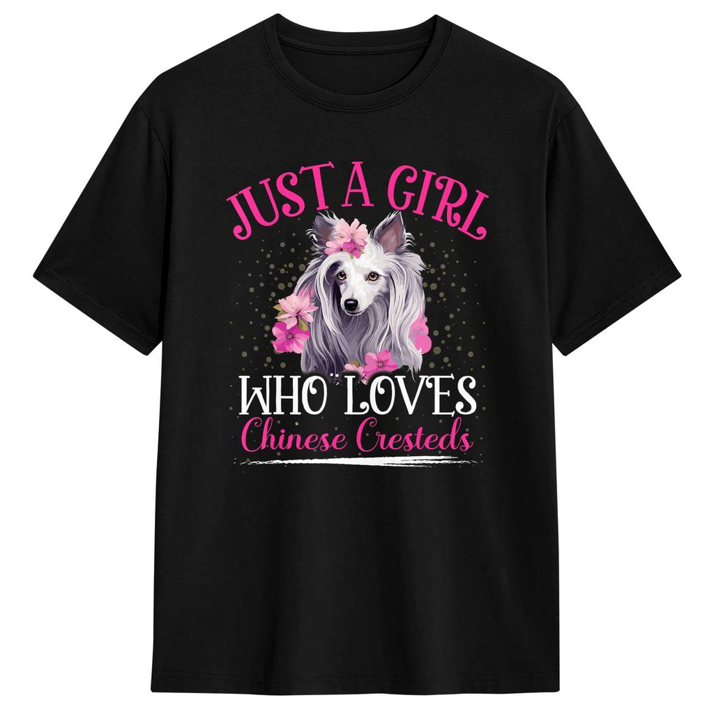 Unisex Tshirt Funny Dog Chinese Crested T Shirts Hippie Beach Tees Vintage 100 Cotton Tops Gift Idea