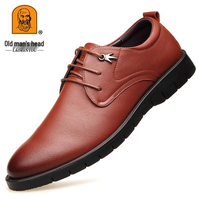 Men s Spring Leather Shoes: Professional Casual Cowhide Low-Top Workwear. 40 коричневый