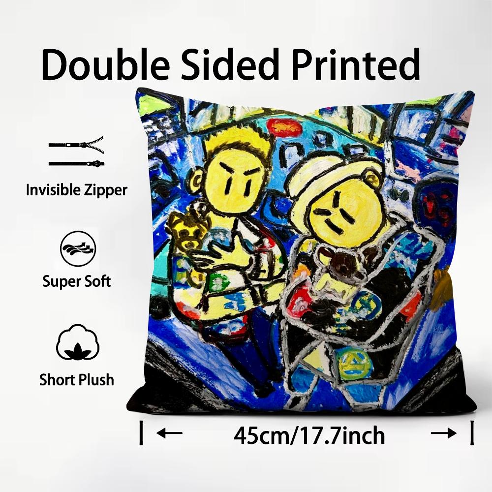 Famous Rapper AAsen Cool Cushion Cover Plush Fabric Soft DoubleSided Printed Sofa Warm Winter Home Child Gift Pillow Case
