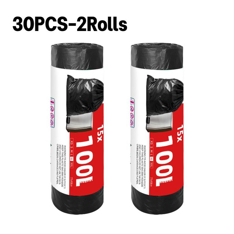 15/30PCS Extra Large Drawstring Garbage Bags Kitchen Waste Fallen Leaves Property Hotel Commercial Black Large Garbage Bags