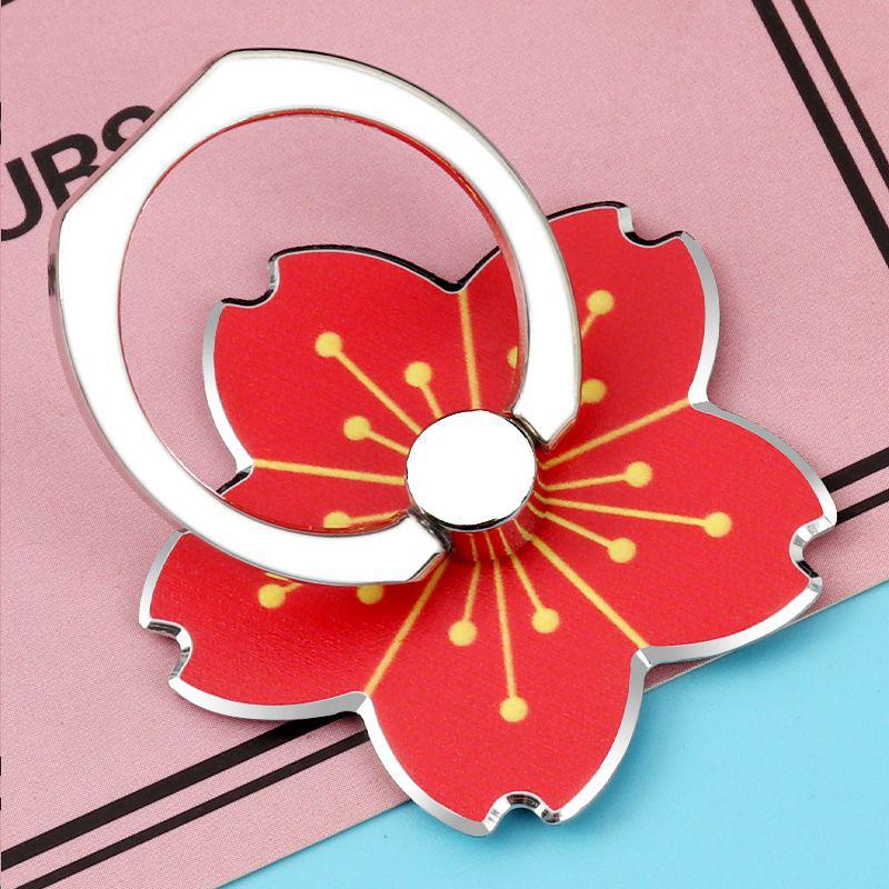 Creative Cherry Blossom Metal Phone Ring Holder & Stand Red