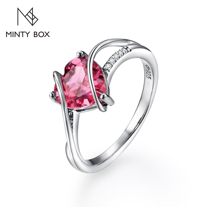 

MINTYBOX S925 Серебряное Кольцо с Сердцем и Рубином 2.0ct для Женщин Лабораторно Выращенный Шпинель Помолвочное Свадебное Кольцо Роскошное Тонкое Ювелирное Изделие 5&Solid 925 Silver