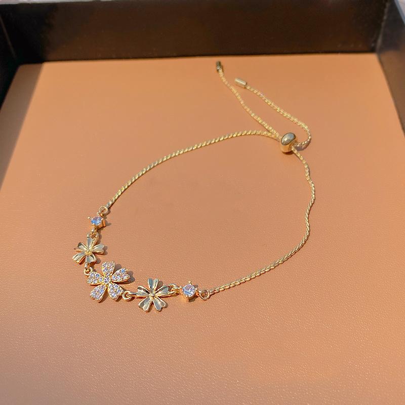 Women Gold Four Leaf Clover Bracelet Adjustable Delicate Bangle Wedding Party Jewelry Gift